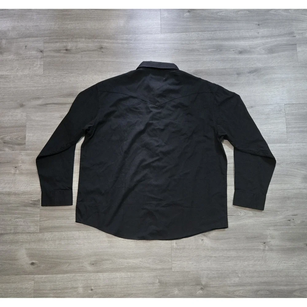 Coevals Club Pearl Snap Shirt Men 2XL Black L/S Roll Tab Sleeve Western NWT